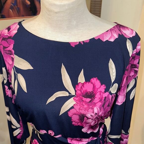 Jessica Howard Navy/Pink Floral Dress Size 14W - Picture 7 of 12